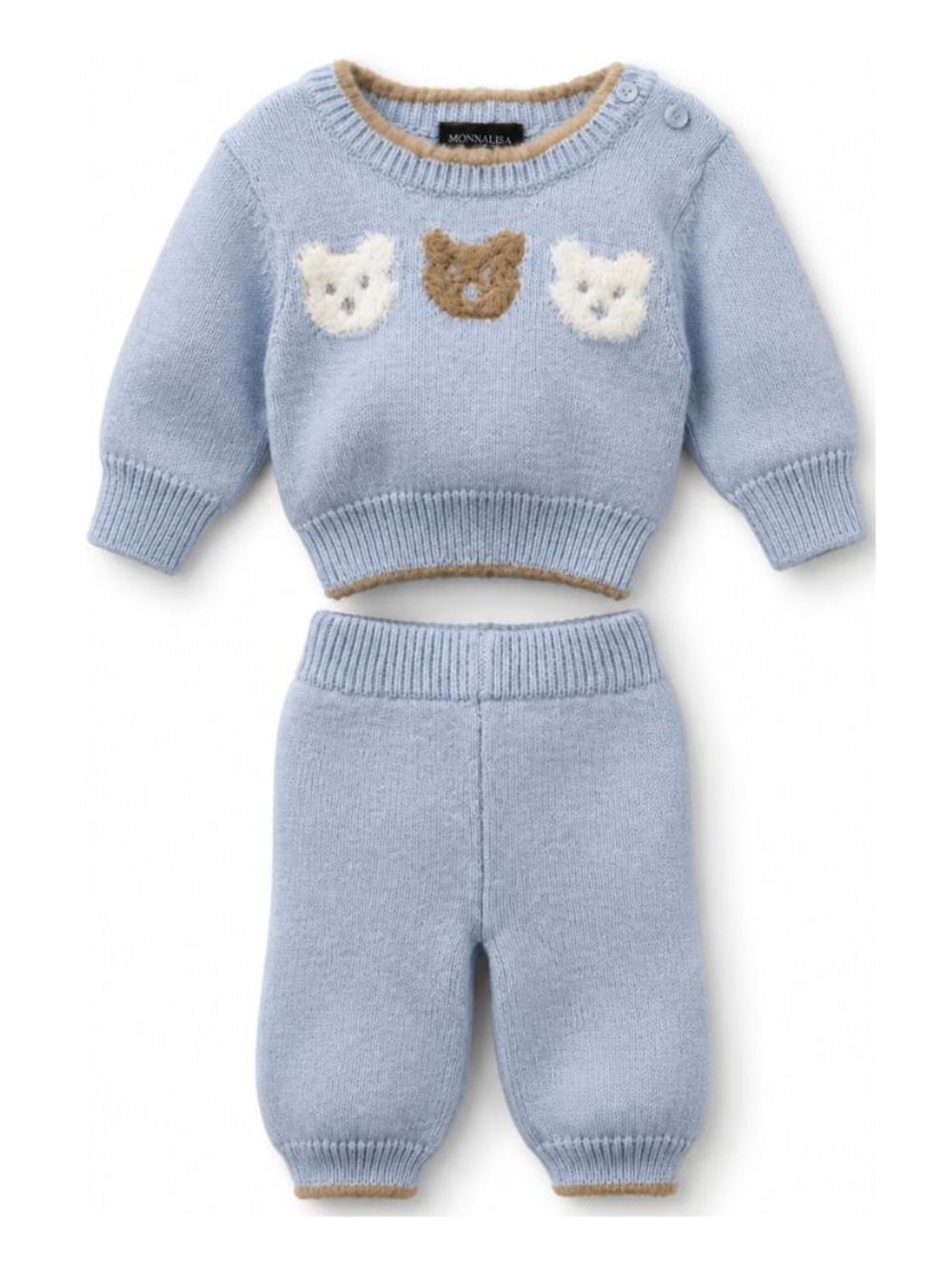 Completo per neonati Monnalisa Kids azzurro con intarsio Teddy Bear 22H505 8060 0052 MONNALISA KIDS 