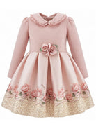 Abito per neonata Monnalisa Kids rosa con applicazione fiori sul davanti 31H909 8651 0080 MONNALISA KIDS 