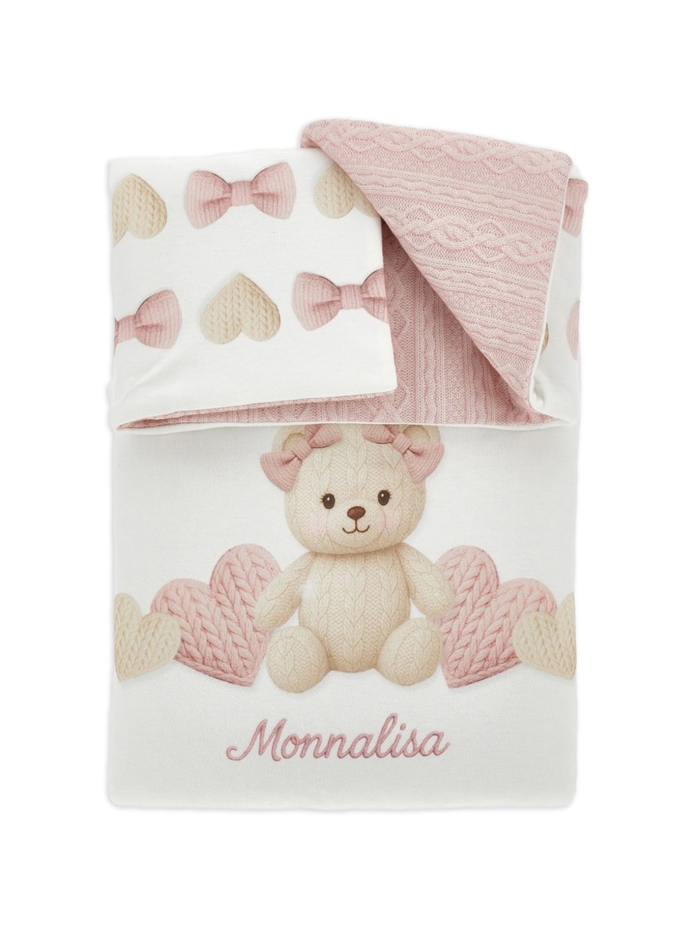 Coperta per neonata Monnalisa Kids bianca con motivo orsetto 35H002 8001 0191 MONNALISA KIDS 