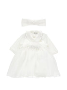 Set abito e fascia per neonata Monnalisa Kids bianco con ruches 35H201 8070 0001 MONNALISA KIDS 