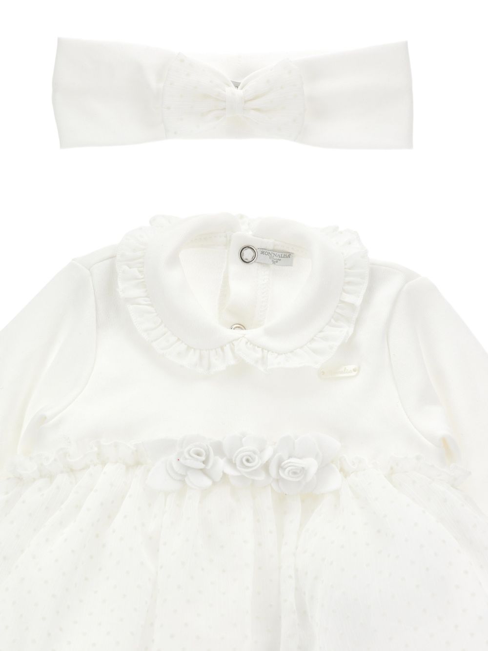 Set abito e fascia per neonata Monnalisa Kids bianco con ruches 35H201 8070 0001 MONNALISA KIDS 