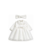 Set abito e fascia per neonata Monnalisa Kids bianco con ruches 35H201 8070 0001 MONNALISA KIDS 