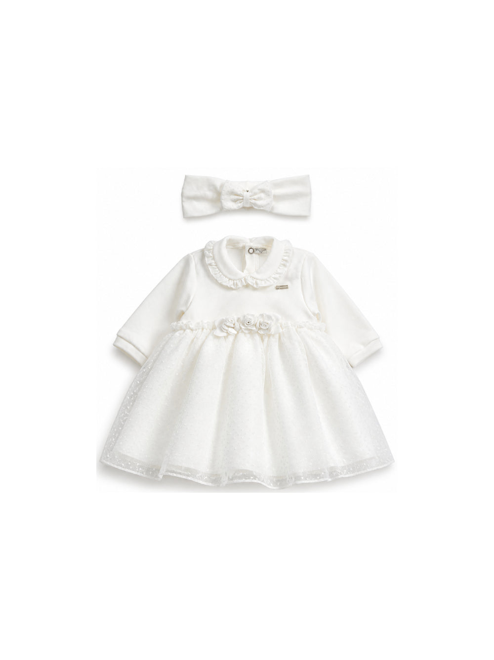 Set abito e fascia per neonata Monnalisa Kids bianco con ruches 35H201 8070 0001 MONNALISA KIDS 