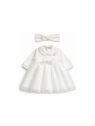 Set abito e fascia per neonata Monnalisa Kids bianco con ruches 35H201 8070 0001 MONNALISA KIDS 