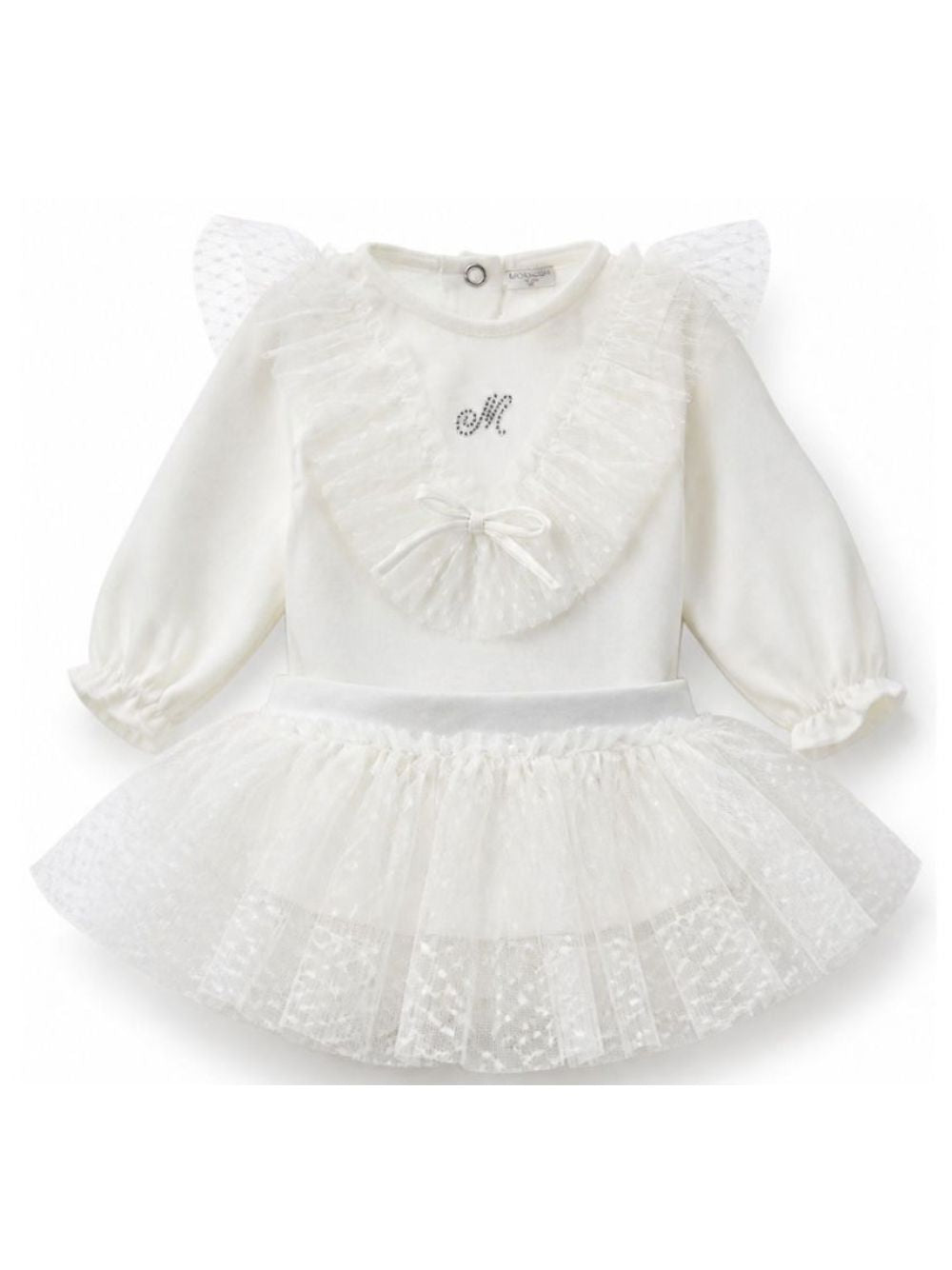 Set t-shirt e gonna per neonata Monnalisa Kids bianco con dettagli con ruches 35H500 8070 0001 MONNALISA KIDS 