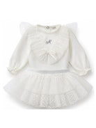 Set t-shirt e gonna per neonata Monnalisa Kids bianco con dettagli con ruches 35H500 8070 0001 MONNALISA KIDS 