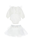 Set t-shirt e gonna per neonata Monnalisa Kids bianco con dettagli con ruches 35H500 8070 0001 MONNALISA KIDS 