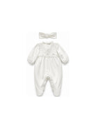 Tutina e fascia per capelli per neonata Monnalisa Kids bianca con ricamo a fiori 35H501 8072 0001 MONNALISA KIDS 