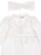 Tutina e fascia per capelli per neonata Monnalisa Kids bianca con ricamo a fiori 35H501 8072 0001 MONNALISA KIDS 