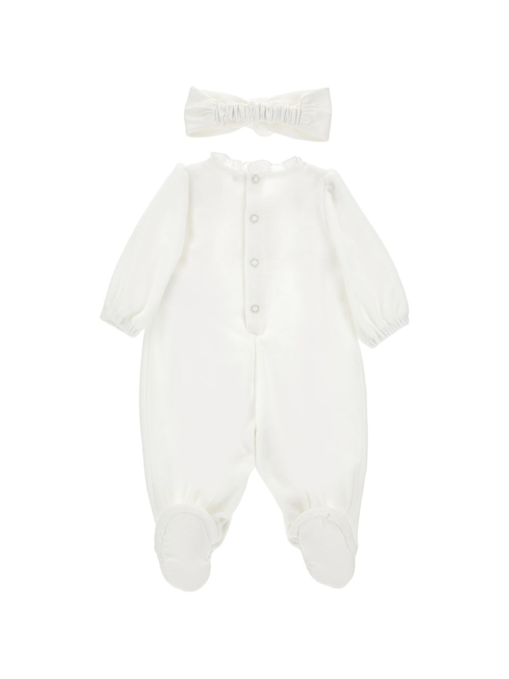 Tutina e fascia per capelli per neonata Monnalisa Kids bianca con ricamo a fiori 35H501 8072 0001 MONNALISA KIDS 