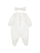 Tutina e fascia per capelli per neonata Monnalisa Kids bianca con ricamo a fiori 35H501 8072 0001 MONNALISA KIDS 