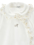 Set tutina cappellino e bavaglino per neonata Monnalisa Kids bianco con ricami floreali 35H503 8070 0001 MONNALISA KIDS 