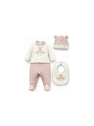 Set tutina cappellino e berretto per neonata Monnalisa Kids con stampa grafica orsetto 35H506 8001 0191 MONNALISA KIDS 