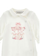 Set tutina cappellino e bavaglino per neonata Monnalisa Kids bianco con stampa grafica carosello 35H509 8000 0001 MONNALISA KIDS 