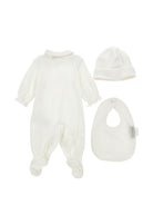 Set tutina cappellino e bavaglino per neonata Monnalisa Kids bianco con stampa grafica carosello 35H509 8000 0001 MONNALISA KIDS 