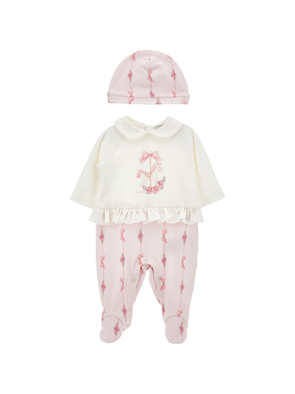 Set tutina e cappellino per neonata Monnalisa Kids multicolore con stampa grafica carosello 35H510 8000 0191 MONNALISA KIDS 