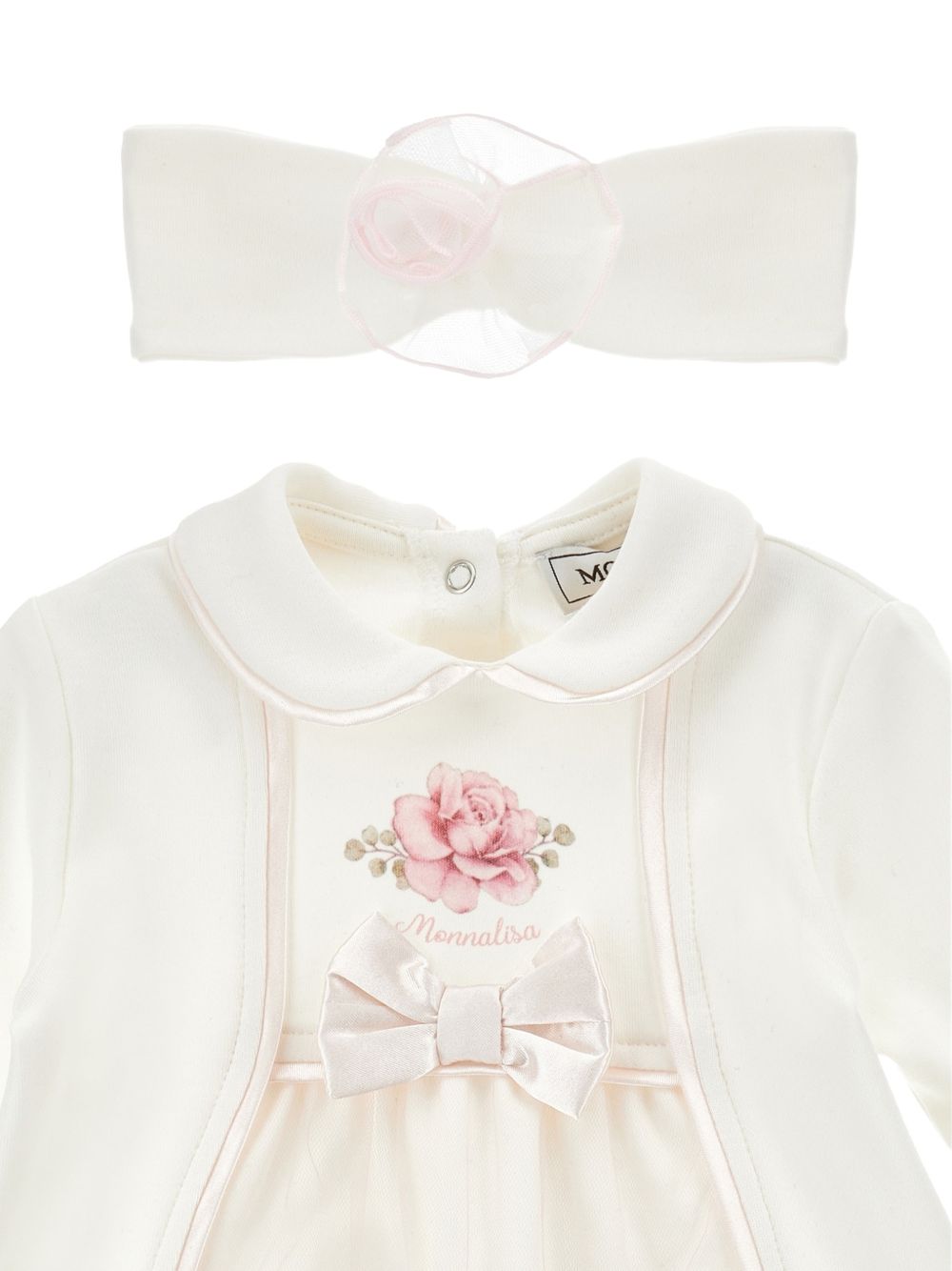 Set t-shirt pantaloni e fascia per neonata Monnalisa Kids bianco con stampa a fiori 35H511 8000 0191 MONNALISA KIDS 