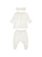 Set t-shirt pantaloni e fascia per neonata Monnalisa Kids bianco con stampa a fiori 35H511 8000 0191 MONNALISA KIDS 