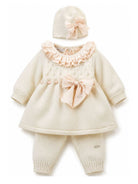 Set di tre pezzi per neonata Monnalisa Kids bianco con dettaglio con fiocco 35H512 8060 0191 MONNALISA KIDS 