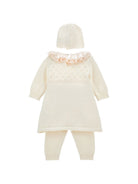 Set di tre pezzi per neonata Monnalisa Kids bianco con dettaglio con fiocco 35H512 8060 0191 MONNALISA KIDS 