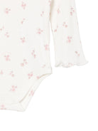 Tutina floreale per neonata Monnalisa bianca con tessuto a coste 35H518NP 8028 0001 MONNALISA KIDS 