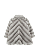 Cappotto per neonata Monnalisa Kids grigio in finta pelliccia con motivo chevron 37H100 8033 0032 MONNALISA KIDS 