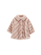 Cappotto per neonata Monnalisa Kids rosa in finta pelliccia con motivo chevron 37H100 8033 0091 MONNALISA KIDS 