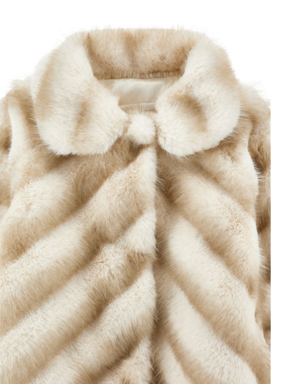 Cappotto per neonata Monnalisa Kids beige in finta pelliccia con motivo chevron 37H100 8033NB 0001 MONNALISA KIDS 