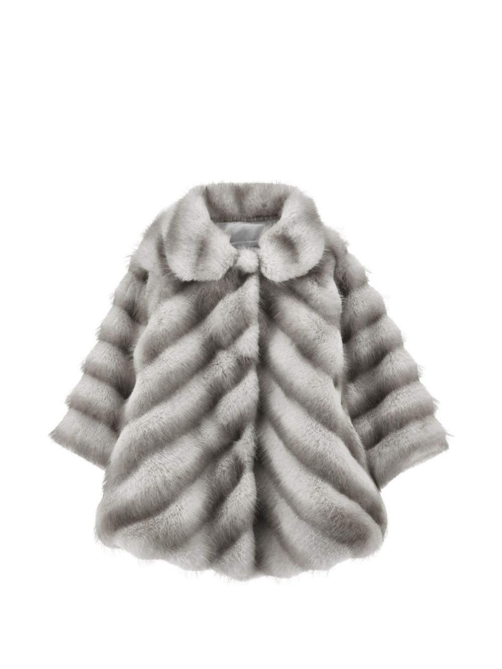 Cappotto per neonata Monnalisa Kids grigio in finta pelliccia con motivo chevron 37H100 8033NB 0032 MONNALISA KIDS 