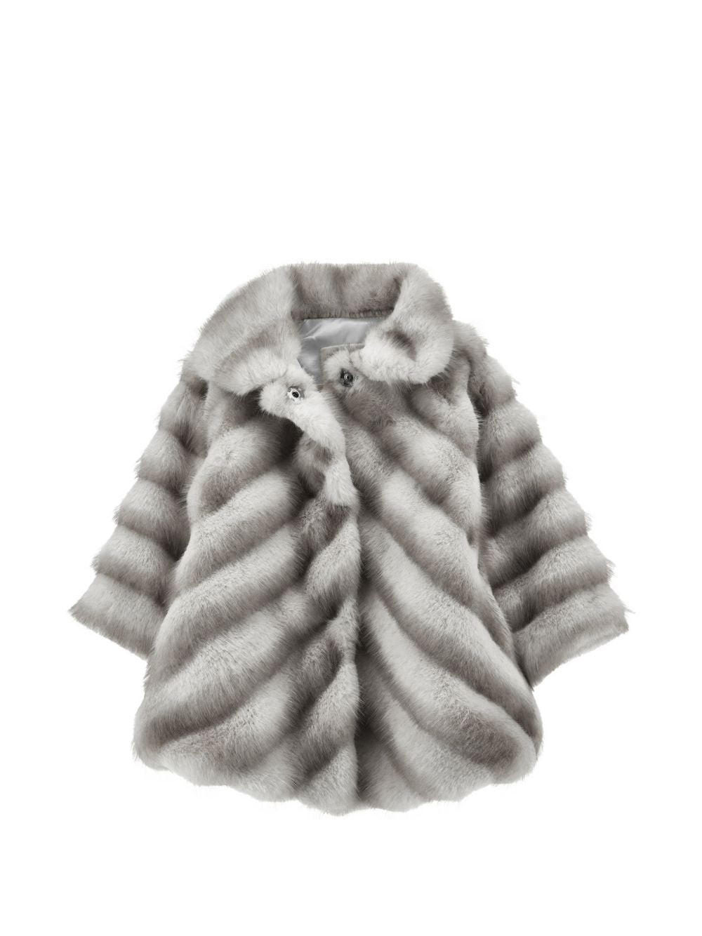 Cappotto per neonata Monnalisa Kids grigio in finta pelliccia con motivo chevron 37H100 8033NB 0032 MONNALISA KIDS 