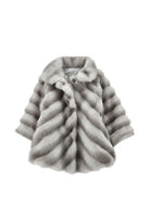 Cappotto per neonata Monnalisa Kids grigio in finta pelliccia con motivo chevron 37H100 8033NB 0032 MONNALISA KIDS 