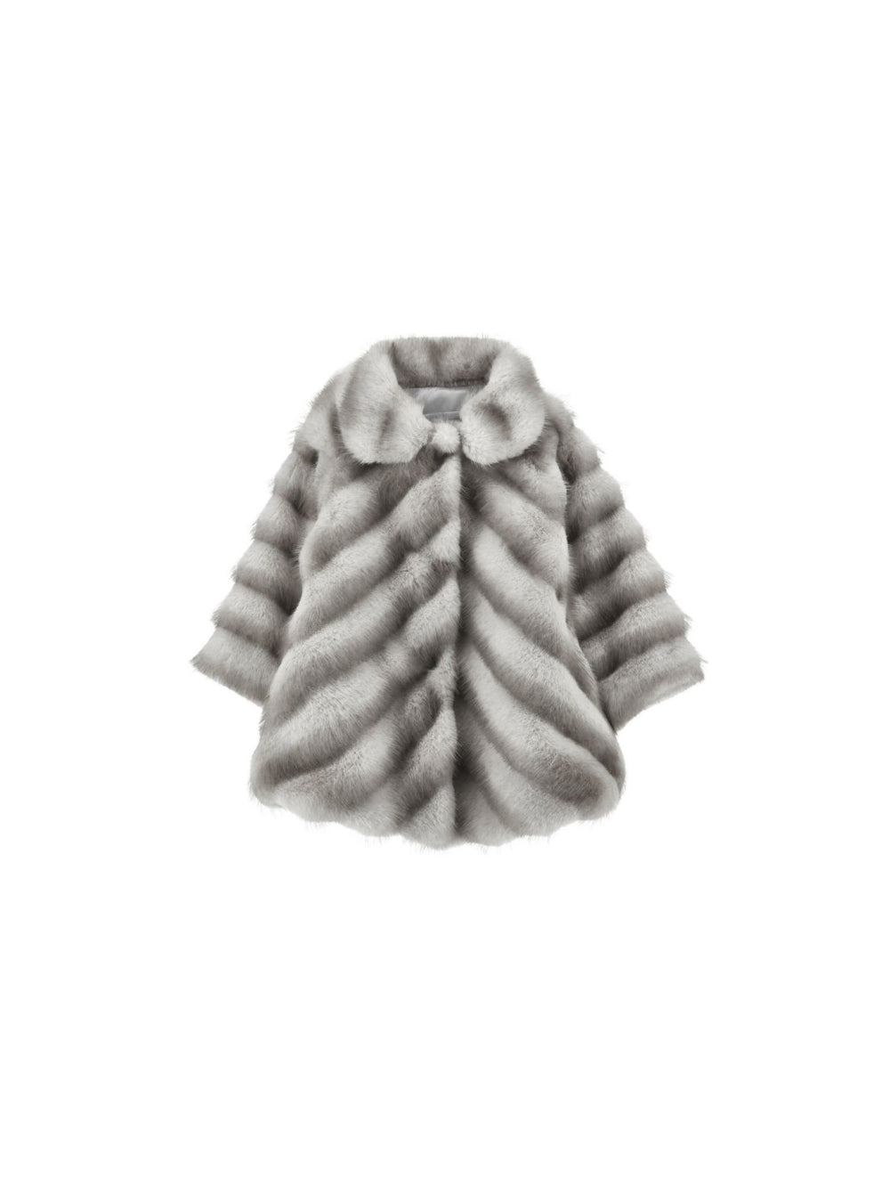 Cappotto per neonata Monnalisa Kids grigio in finta pelliccia con motivo chevron 37H100 8033NB 0032 MONNALISA KIDS 