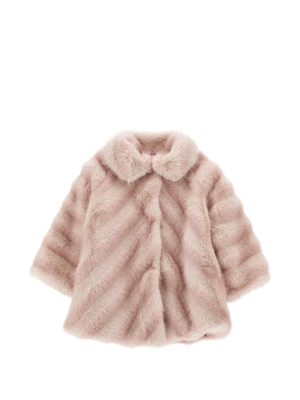 Cappotto per neonata Monnalisa Kids rosa in finta pelliccia con motivo chevron 37H100 8033NB 0091 MONNALISA KIDS 