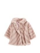Cappotto per neonata Monnalisa Kids rosa in finta pelliccia con motivo chevron 37H100 8033NB 0091 MONNALISA KIDS 