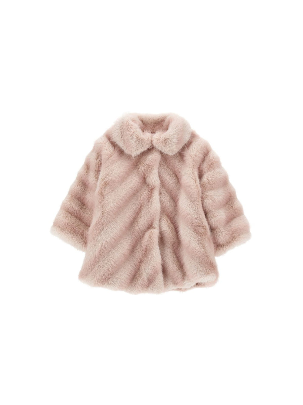 Cappotto per neonata Monnalisa Kids rosa in finta pelliccia con motivo chevron 37H100 8033NB 0091 MONNALISA KIDS 
