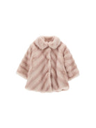Cappotto per neonata Monnalisa Kids rosa in finta pelliccia con motivo chevron 37H100 8033NB 0091 MONNALISA KIDS 