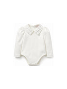 Body per neonata Monnalisa Kids bianco con decorazione con strass 37H300 8002 0001 MONNALISA KIDS 