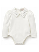Body per neonata Monnalisa Kids bianco con decorazione con strass 37H300 8002 0001 MONNALISA KIDS 