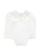 Body per neonata Monnalisa Kids bianco con decorazione con strass 37H300 8002 0001 MONNALISA KIDS 