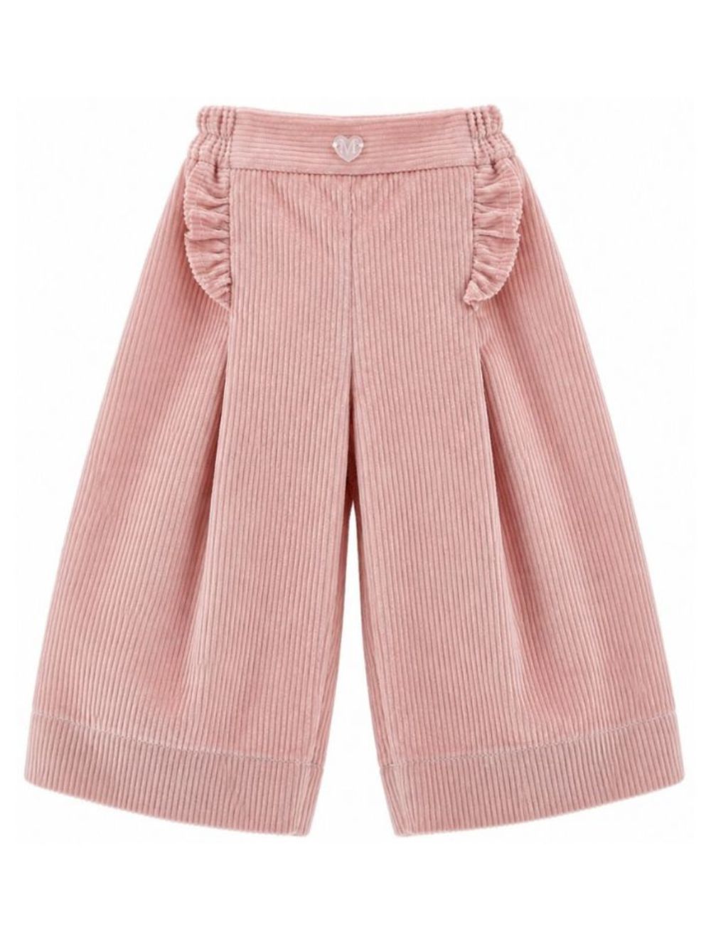 Pantaloni per bambina Monnalisa Kids rosa con placca con logo a cuore 37H400 8852 094F MONNALISA KIDS 