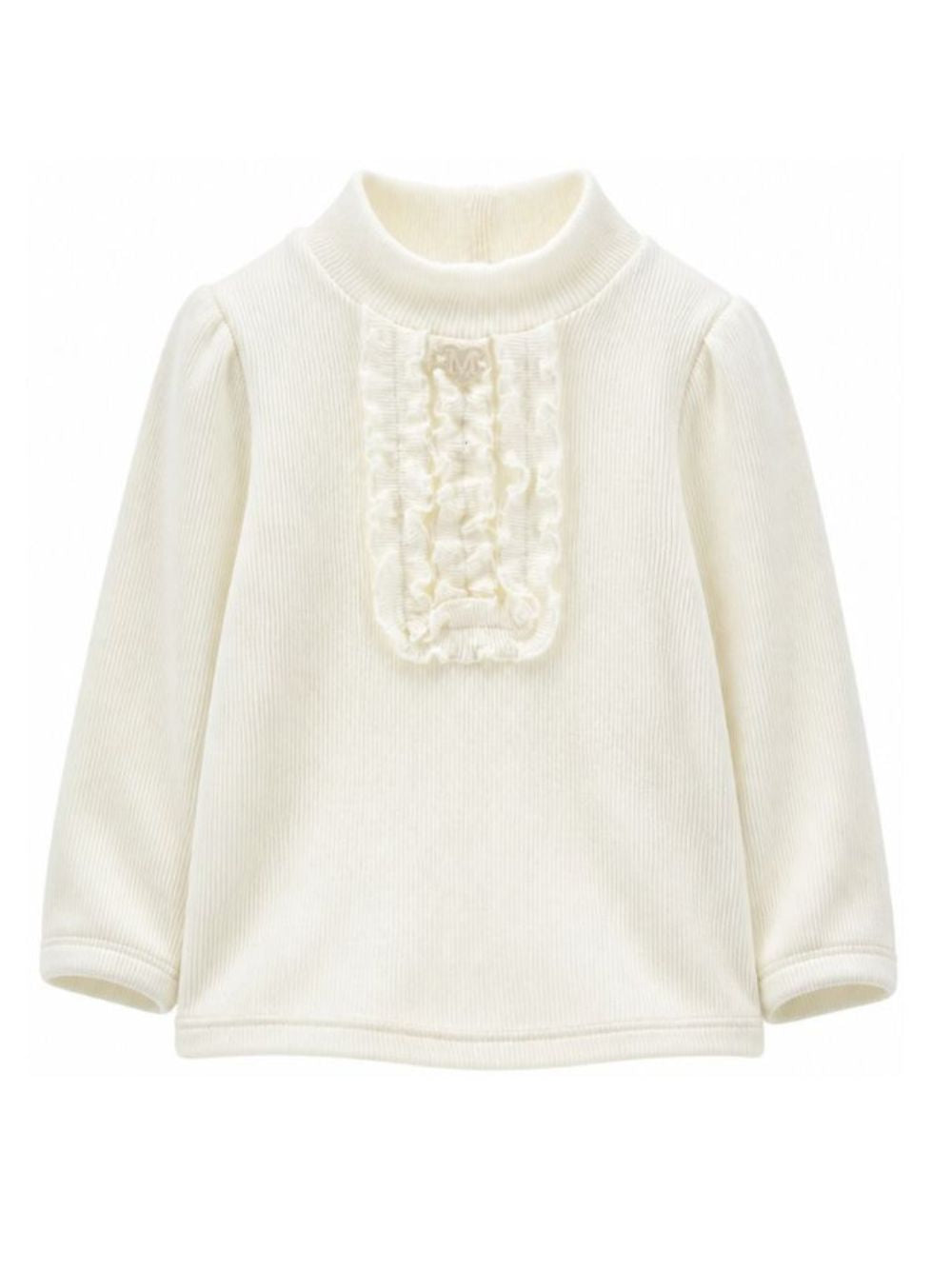 Maglione per neonata Monnalisa Kids beige con pettorina con ruches 37H617 8212 0001 MONNALISA KIDS 