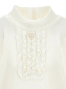 Maglione per neonata Monnalisa Kids beige con pettorina con ruches 37H617 8212 0001 MONNALISA KIDS 