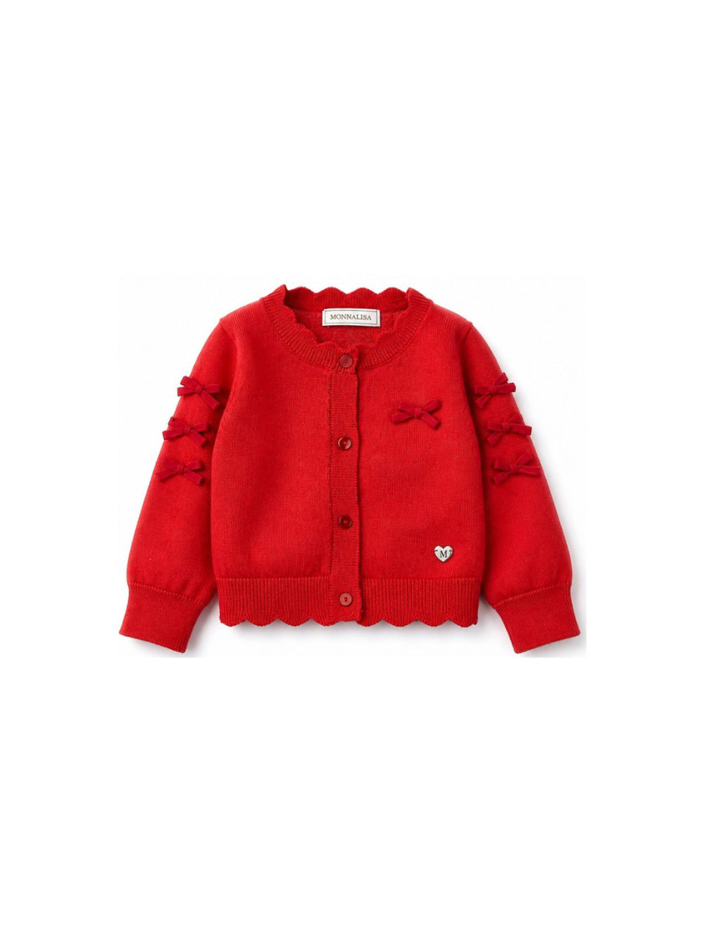 Cardigan per bambina Monnalisa Kids rosso con orlo smerlato 37H800 8060 0043 MONNALISA KIDS 