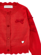 Cardigan per bambina Monnalisa Kids rosso con orlo smerlato 37H800 8060 0043 MONNALISA KIDS 