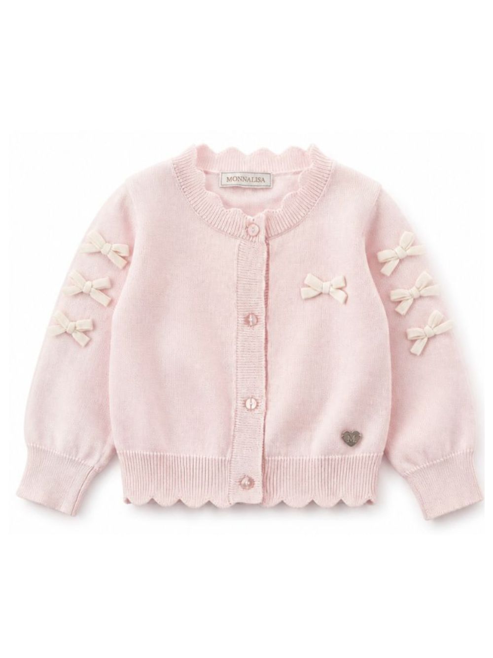 Cardigan per bambina Monnalisa Kids rosa con orlo smerlato 37H800 8060 0091 MONNALISA KIDS 