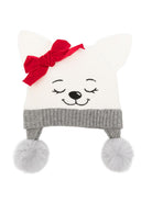 Berretto per neonata Monnalisa Kids bianco con fiocco e orecchie a gatto 39H006 8060 0132 MONNALISA KIDS 