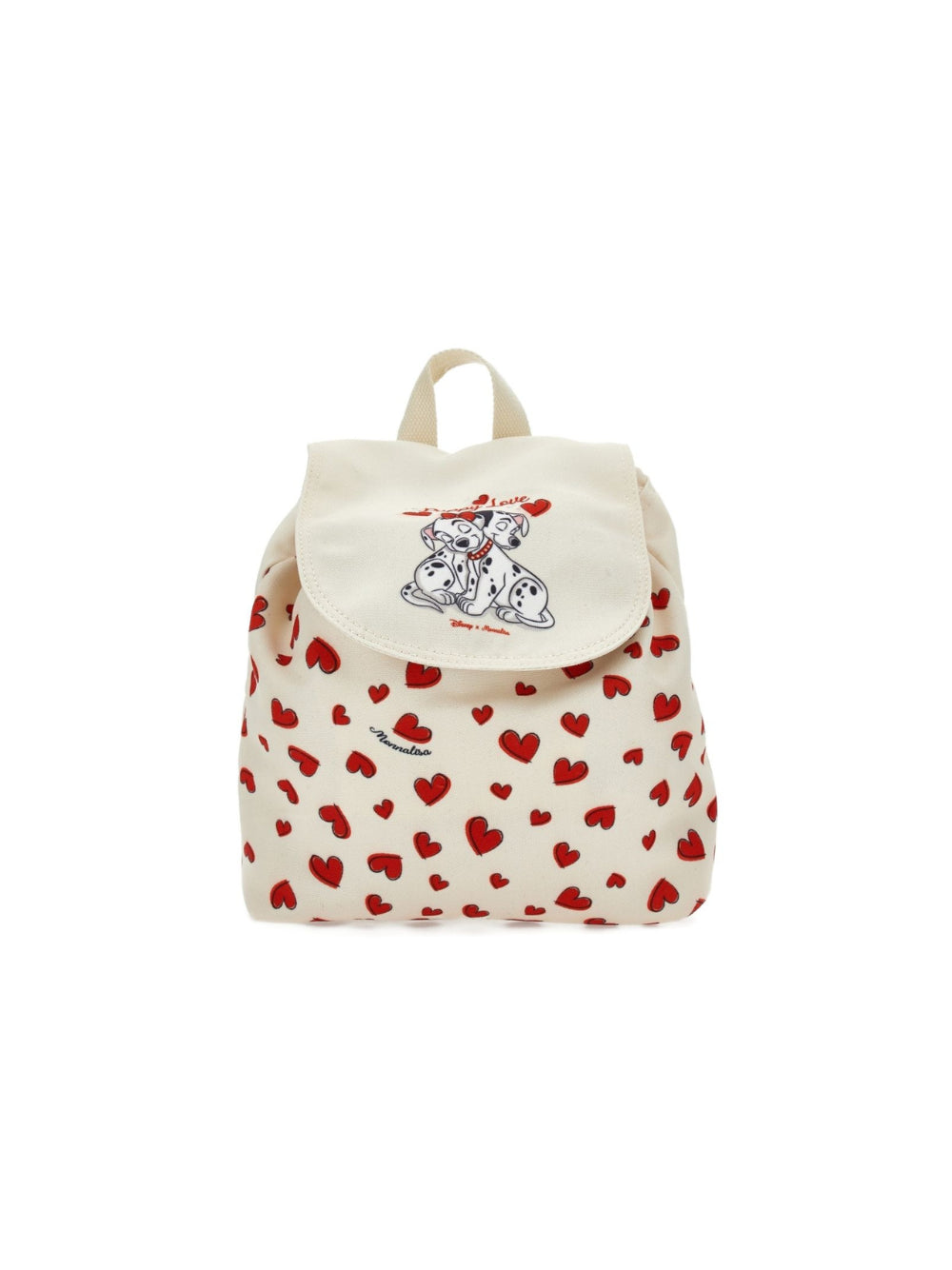 Zaino per bambina Monnalisa Kids x Disney beige con stampa cuori all-over 39H008 8721 0143 MONNALISA KIDS 