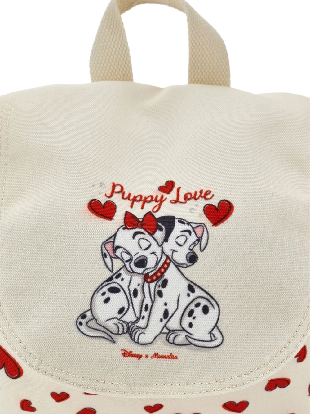 Zaino per bambina Monnalisa Kids x Disney beige con stampa cuori all-over 39H008 8721 0143 MONNALISA KIDS 