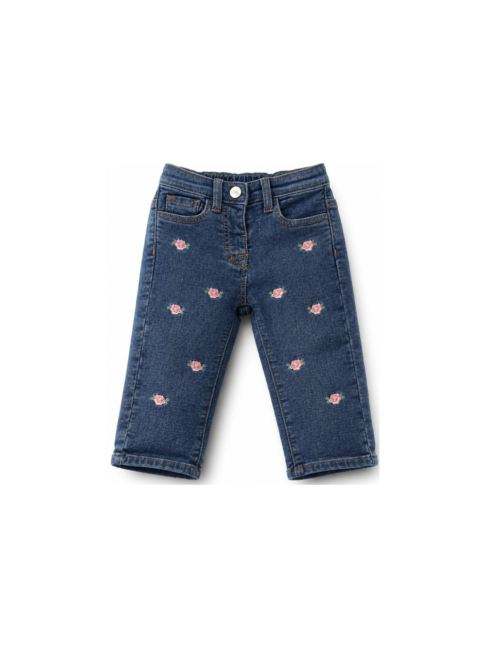 Jeans per neonata Monnalisa Kids blu con ricamo a fiori 39H401 8042 0055 MONNALISA KIDS 
