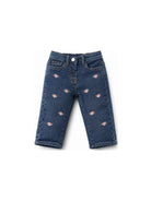 Jeans per neonata Monnalisa Kids blu con ricamo a fiori 39H401 8042 0055 MONNALISA KIDS 